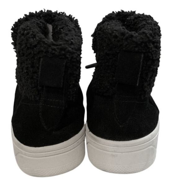 Steve Madden Debora Black Suede & Sherpa Mid Top Sneaker Bootie Size 8 - Picture 7 of 8